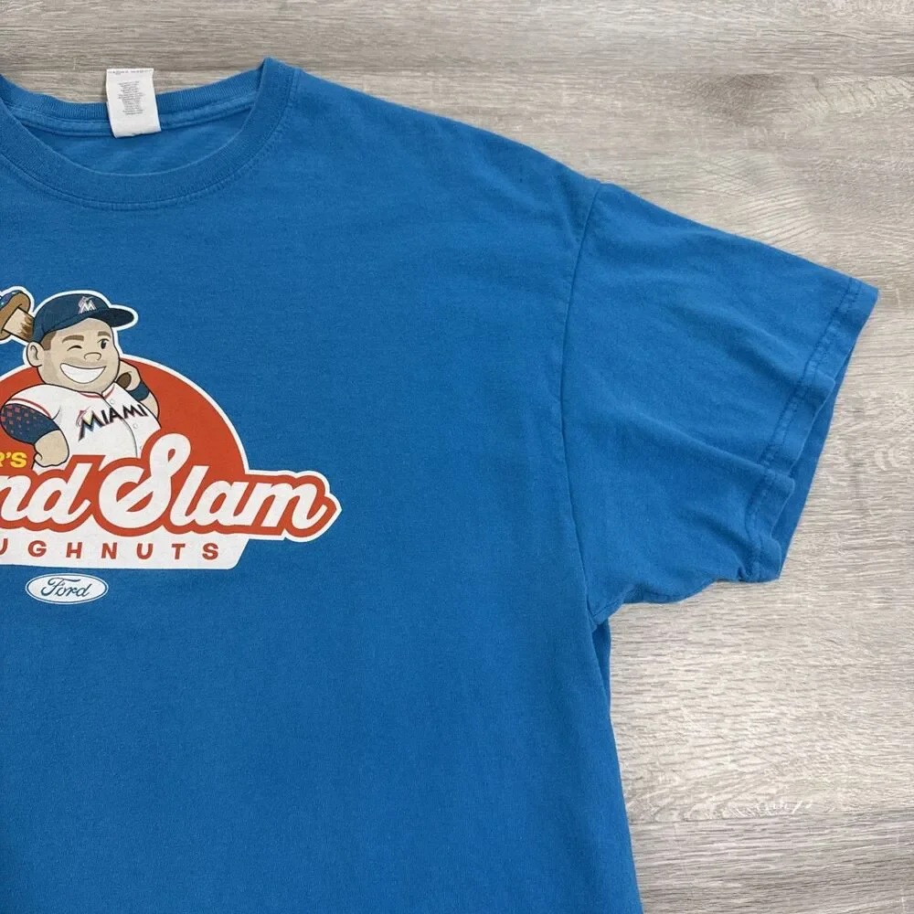 Justin Bour Shirt Miami Marlins Grand Slam Doughnuts Ford Men's Blue XL Cotton